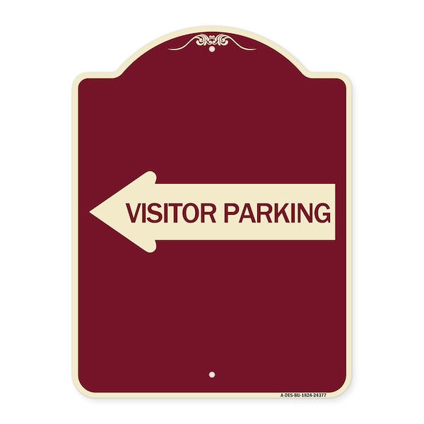 Visitor Parking With Left Arrow Heavy-Gauge Aluminum Architectural Sign, 24" x 18", BU-1824-24377
